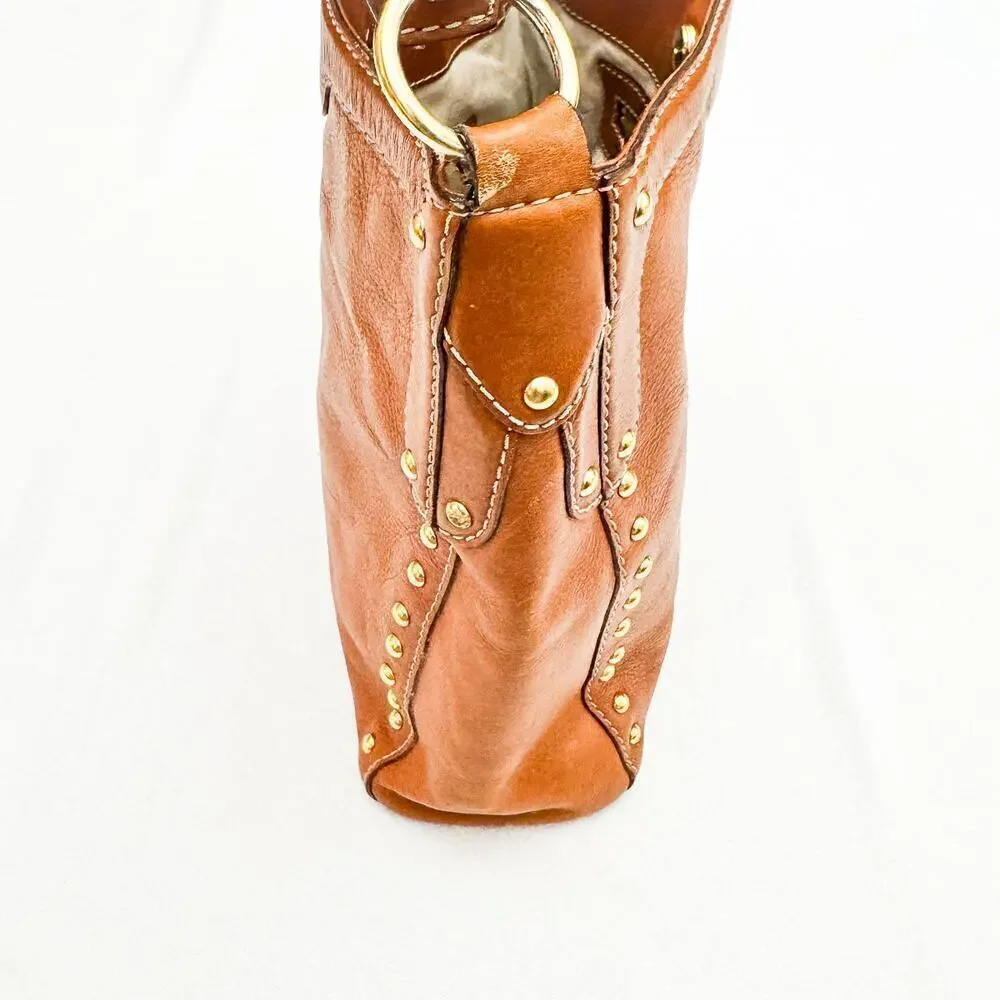 Michael Kors Leather Brown Handbag Studded Hobo